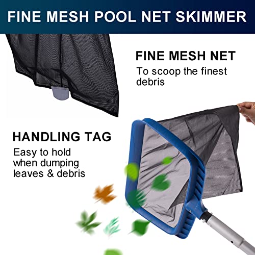 Poolaza Fine Mesh Pool Skimmer Net & Pool Brush Head Kit (2023 Upgrade), Pool Net Skimmer With Sturdy Frame & Durable Fine Net, 17.5" Professional Pool Brushes For Cleaning Pool Walls, Floors Etc. #TOP3