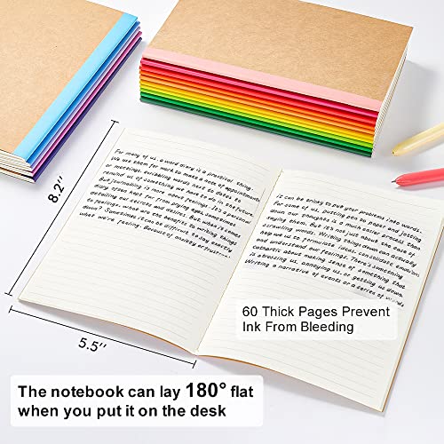 feela 48 Pack Composition Notebooks Bulk, Kraft Cover Lined Blank College Ruled Composition Travel Journals with Rainbow Spines For Women Students Business, 60 Pages, 8.3”x 5.5”, A5, 16 Colors - Image 2