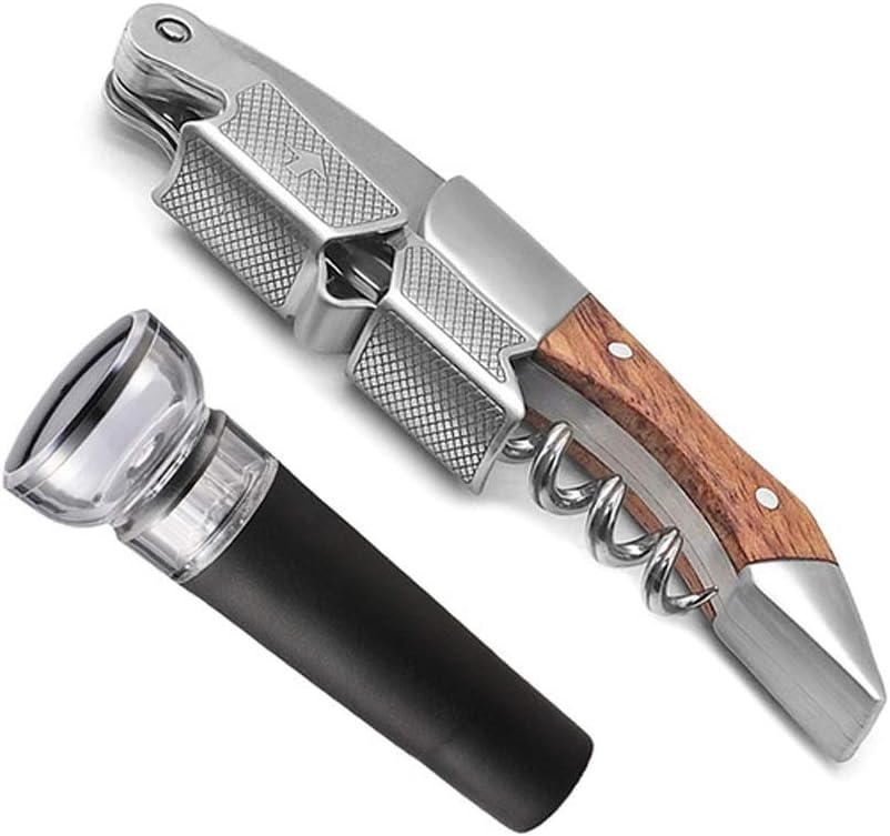 Corkscrew - Professional Stainless Steel All-in-One Corkscrew with Bottle Opener Foil and Vacuum Stopper (A)