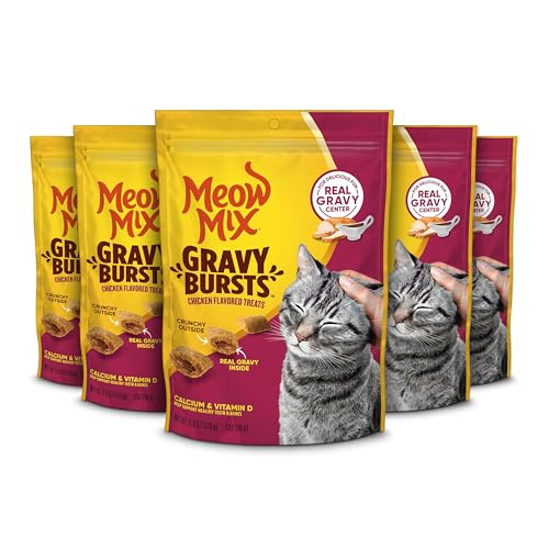 Meow Mix Gravy Bursts Chicken Flavored Cat Treats 6.3 Oz. Bags (Pack of 5)