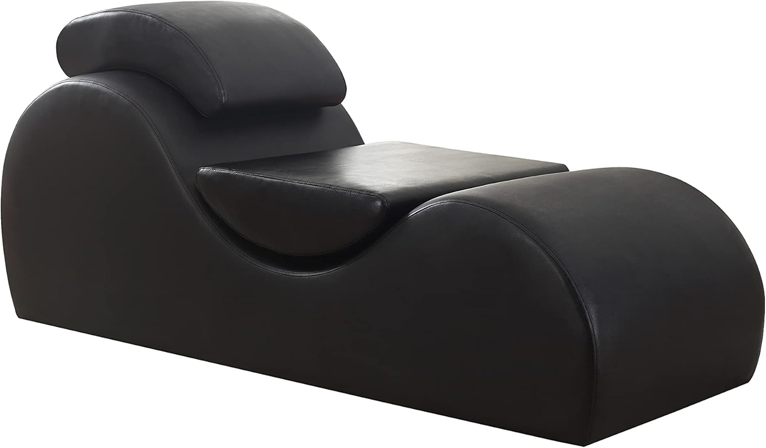 Container Furniture Direct Yoga Collection Modern Faux Leather Stretch Relaxation Living Room Chaise Lounge, Regular, Black : Home & Kitchen