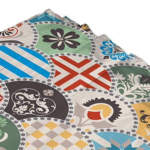 Rideau de douche polyester anti-éclaboussures 182x182 cm avec anneaux de fixation