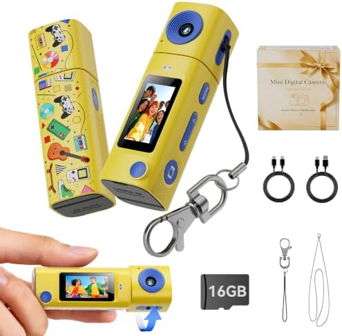 Mini Keychain Digital Camera:2K Digital Mini Camera with 16GB Car...