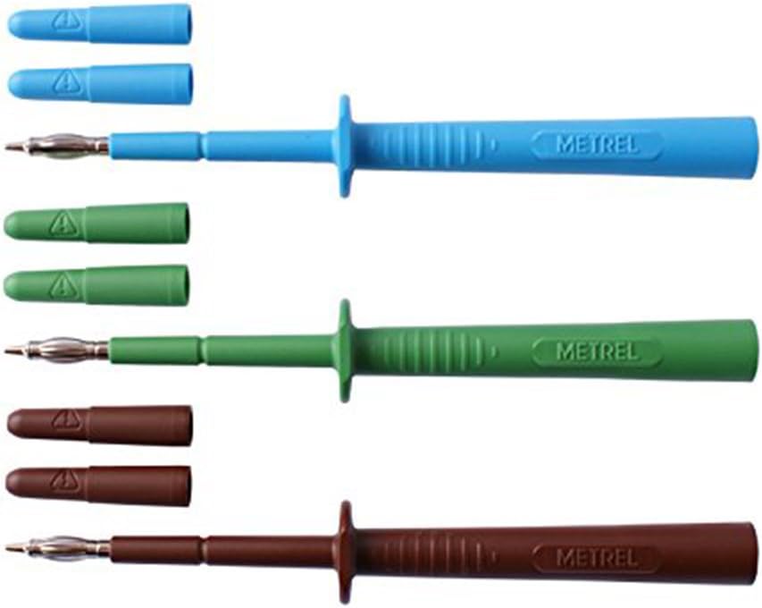 Metrel MLP3 (Double Insulated, GS38 Test Probe Set, Set Of Three, Green, Brown & Blue Plus Shrouds, Primarily Used Testers, But Also Compatible With Other Brands Of Testers)