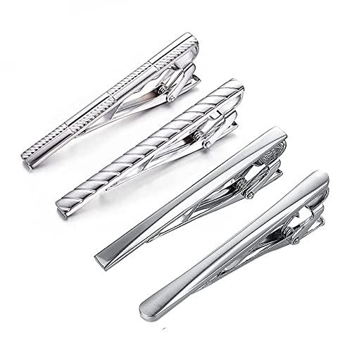 Runootpr Classic Silver Tie Clip Set For Men 4Pcs Regular Tie Bars Business Wedding Holiday Jewelry Gift #TOP1