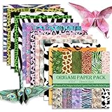 Square Origami Paper 6x6 Double Sided 50 Sheets 50 Colors 70GSM Origami Kit Japanese Chiyo Easy Fold Arts Crafts DIY Handwork Animal Fur