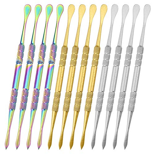 12 Packs Wax Carving Tool Stainless Steel Sculpting Tool Spoon Carving Tool 4.75 Inch (Silver+Rainbow+ Gold) #TOP17