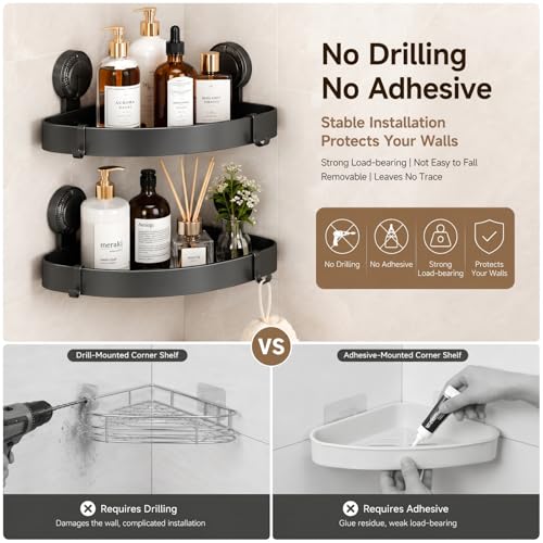 2-Pack-Corner-Shower-Caddy-No-Drill-Aluminum-Suction-Cup-Shelves-Rustproof-triangle-shelves-use-suction-cups-for-no-drill-damage-free-storage-of-shampoo-and-shower-essentials