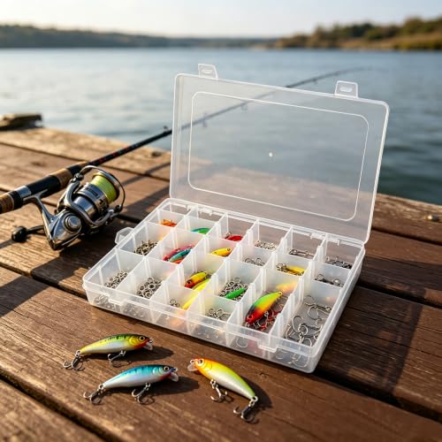 Image of Guyuyii 6 Pcs Clear Plastic Organizer Box with Adjustable Dividers, 36 Grid Small Storage Case, Transparent Craft Organizer Container for Beads, Jewelry, Screws, Fishing Tackle, Art Supplies, Hardware
