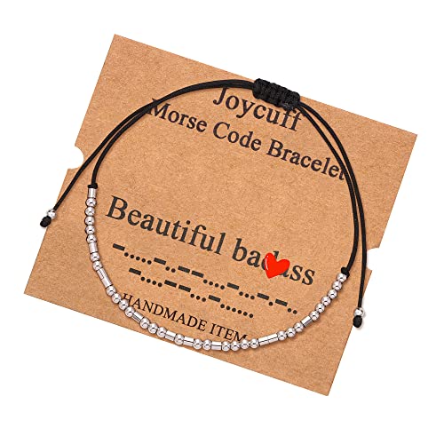 JoycuFF Beautiful Morse Code Bracelets for Wife Girlfriend Mom Daughter Sister Funny Fashion Best Friend BFF Friendship Silk Wrap Bracelet Inspirational Motivational Secret Jewelry
