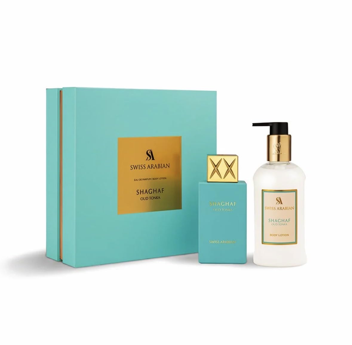 Swiss Arabian Shaghaf Oud Tonka Eau de Parfum 75 ml mit Body Lotion 300 ml Geschenkset