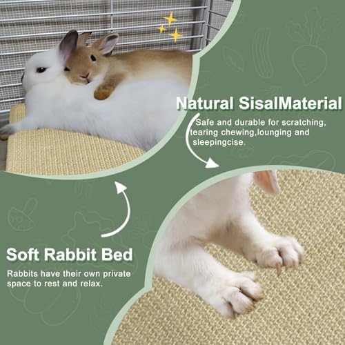 2-Pack Rabbit Scratching Pad with Non-Slip Grip, Natural Sisal Bunny Scratch Mat & Chew Toy for Rabbits, Guinea Pigs - Secures to Cage Floor, 16x12 Inch — 사진 2