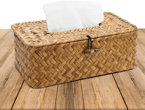 Rectangular Seagrass Tissue Box, Handwoven Cosmetic Tissue Boxes ...