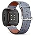 CJBROES Replacement Leather Watch Band, Compatible with Fitbit Versa 3 and Fitbit Sense of Wristband Bracelet Accessory - Damask Design