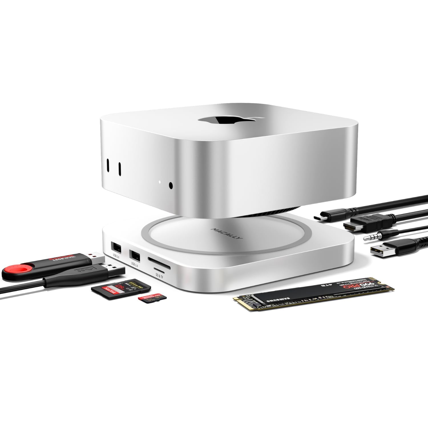 Amazon.com: Macally Mac mini M4 Dock and Stand, Mac mini M4 Hub