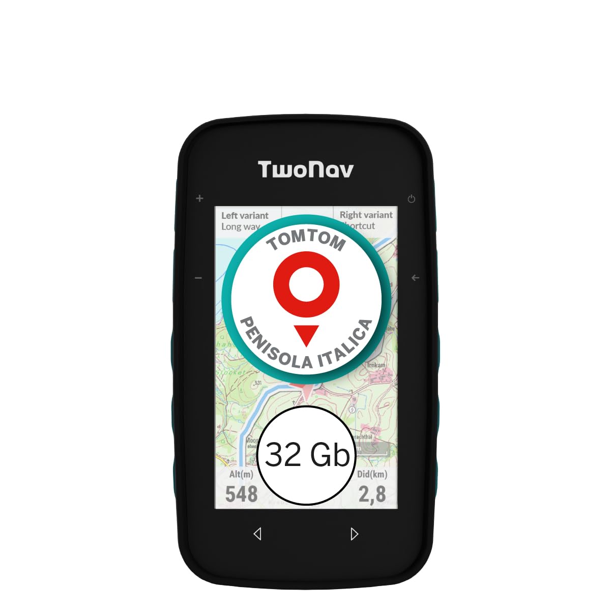 TwoNav Cross Plus (32 GB) + Carta completa Italia TomTom, GPS con schermo da 3,2 pollici per MTB, ciclismo, trekking o escursionismo