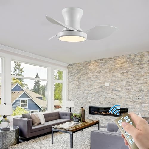 Ventiladores de techo modernos con lámparas y control remoto LED regulables, ventiladores de techo silenciosos con luces de 6 velocidades reversibles, luces de techo para sala de estar y dormitorio,