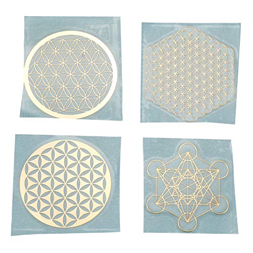 YYCFB 4Pcs/Set Sticker New Metal Energy Decor Fleur De Vie Cover