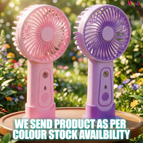 Image of VikriDA Cute Jolly Panda Portable Rechargeable Handheld Fan with Water Spray | 3 Speed Airflow Personal Mini Desk Fan - 1Pc Multicolor