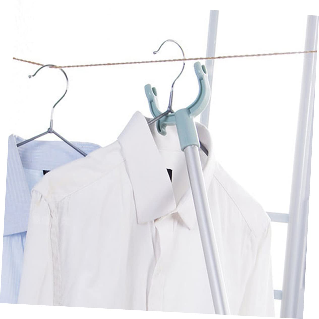 Happyyami 2Pcs Adjustable Retractable Clothesline Pole Closet Rod for Drying and Reaching for Wardrobe and Balcony Use