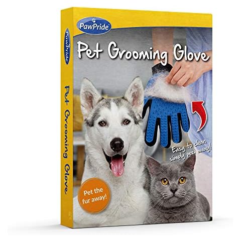 PawPride Pet Grooming Glove, Easy to Use Pet Brush, Fur Remover, Massage Mitt and Ideal for your Shedding Dogs, Cats, Rabbits! Super Easy to Clean & BPA Free Silicone Cover