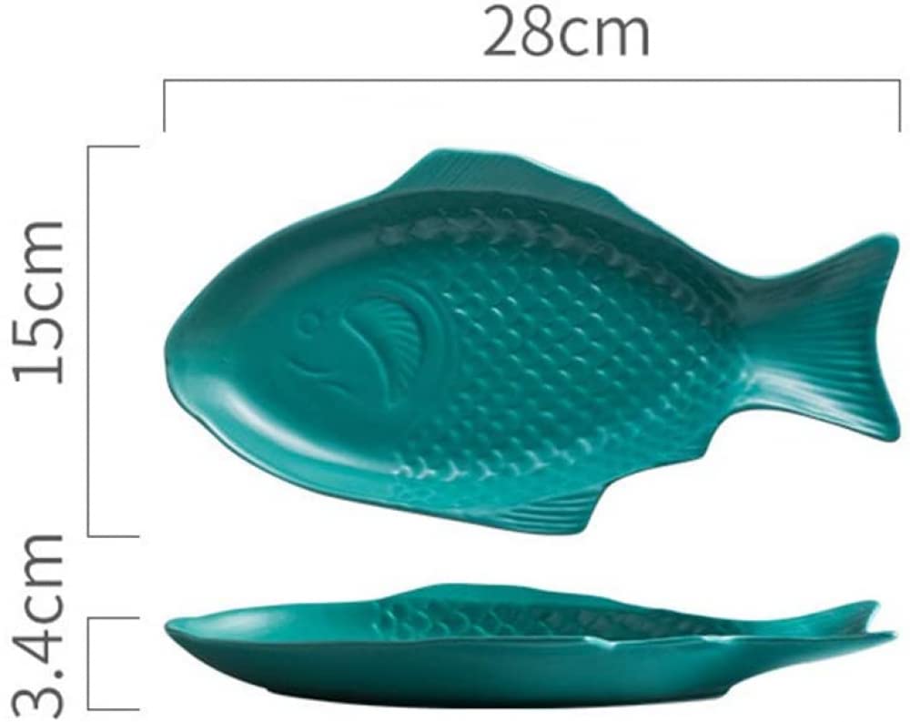 Vajilla De Cerámica Plato Creativo Plato En Forma De Pez Almacenamiento Cacerola De Pescado for Restaurante Cena En Casa -Verde Oscuro(Green)