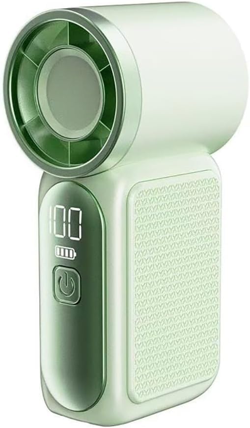 Pyltor 100 Speed Wind Digital Display Handheld Fan, 3000mAh Personal Pocket Fan,Blowing Device For Outdoor, Camping, Hiking, Travel, Compact & Ultra-Quiet Design, Strong Air (Green)