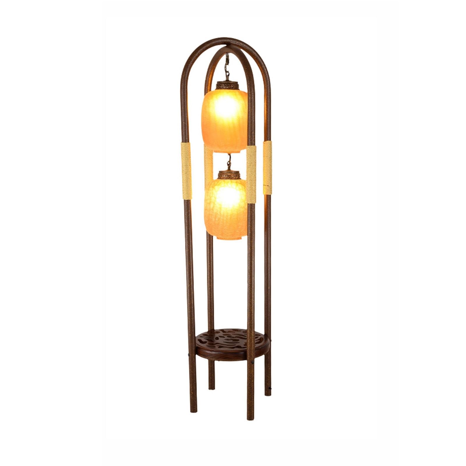 E7v2t9k6 One Color Standard Lamp Vintage Iron Glass Shade Floor Lamp, With Carved Base, Living Room Bedroom Bedside Ambient Light Corner