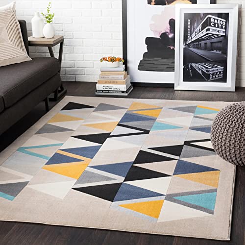 Image of Modern Handmade Woolen Carpet for Living Room Bedroom and Hall Size 9 x 12 Feet Color Multi