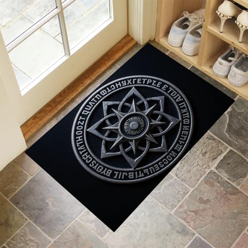 Tapis de sol géométrique doux et chaleureux | Paillasson intérieur Rune Rétro lavable 60x90 - 2