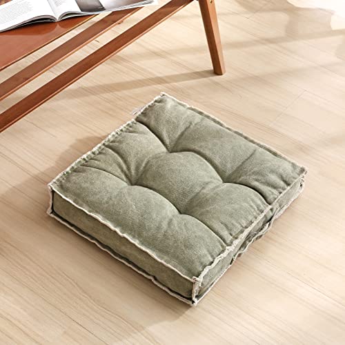 Strward Floor Cushions Square Pouf Meditation Pillow Tufted Bench/Chair Cushion Soft Thicken Tatami Mat Seat Pads Floor Pillows Seating For Adults Or Kids Living Room Home Outdoor（Olive #TOP1