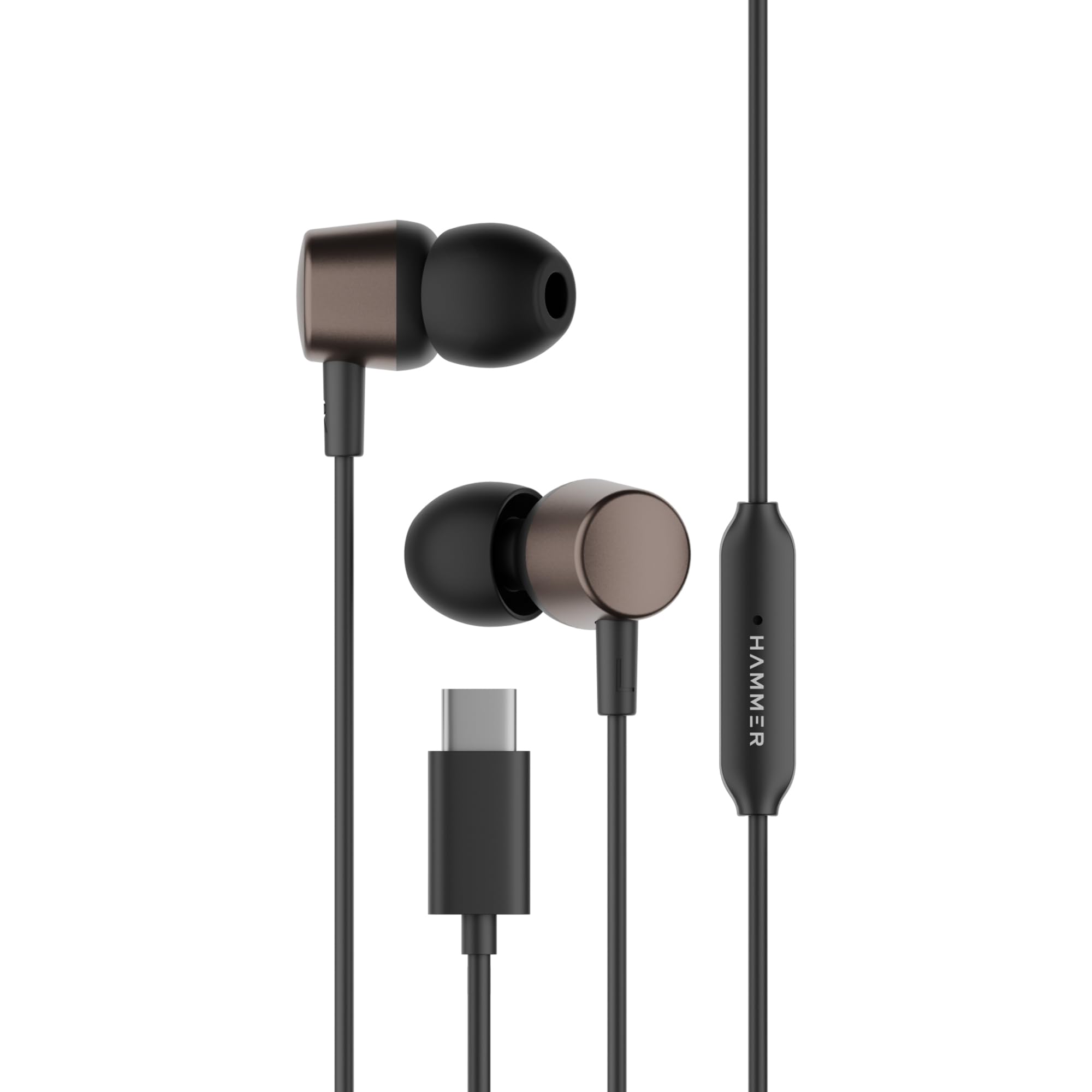 HAMMER Nova 2 Type C Wired Earphones with Mic, Metal Earbuds, Deep Bass, 13mm Driver, in-line Control, Tangle-Free Cable, USB-C in-Ear Headphones for Smartphone/Laptop/PC and Tablet (Black)-image-22