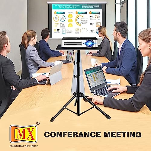 Image of MX Superlux Adjustable Tripod Stand with Dual Metal Trays - Foldable Portable Stand for Laptop, Projector, Speaker, DJ, Presentations - Height 2.5-4 ft