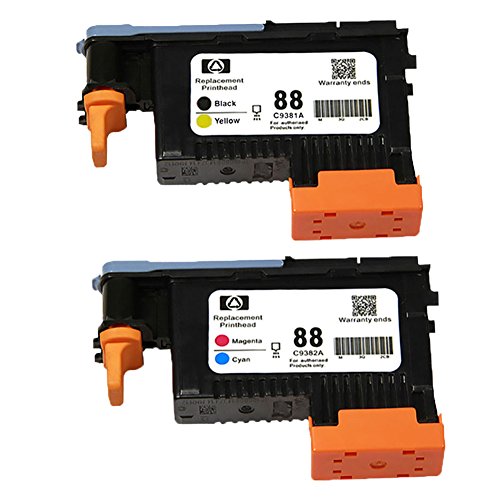 Karl Aiken 2 x cabezal de impresión compatible para HP 88 C9381 a negro y amarillo c9382 a Magenta y cian compatible HP Officejet Pro impresora