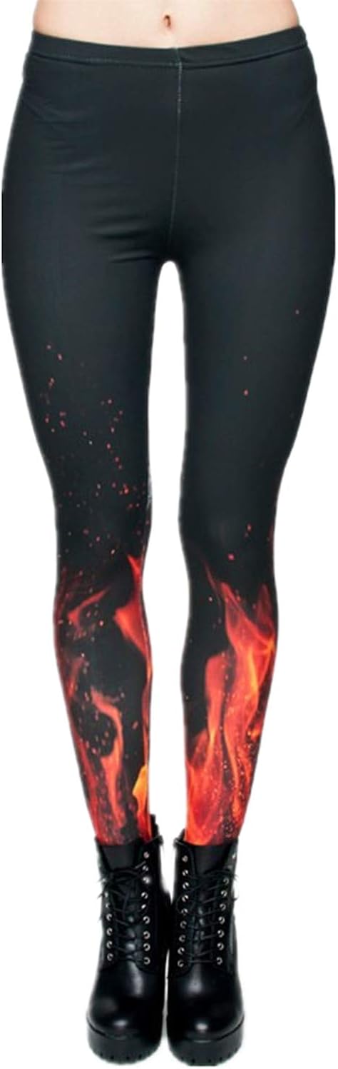 Tamskyt Women's Digital Print Women's Full-Length Yoga Workout Leggings Thin Capris Stretchy Ankle Leggings Tights