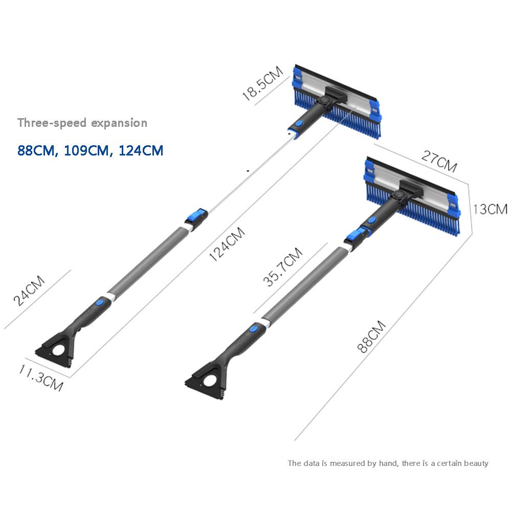 Balais à Neige Brosse à Neige Extensible avec Racloir à Glace, Outil de Déneigement pour la Neige Givrée pour Camion Automobile Suv (88cm/109cm/124cm Réglable à Trois Vitesses)