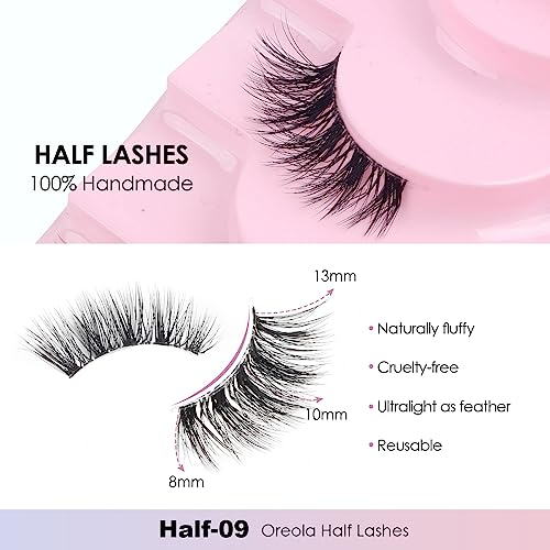 Oreola Half Lashes Natural Look Wispy Cat Eye Lashes 10 works Transparent Clear Band False Eyelashes 3/4 Demi Wispies Eyelashes Reusable Look Like Lashes Cluster - Image 4