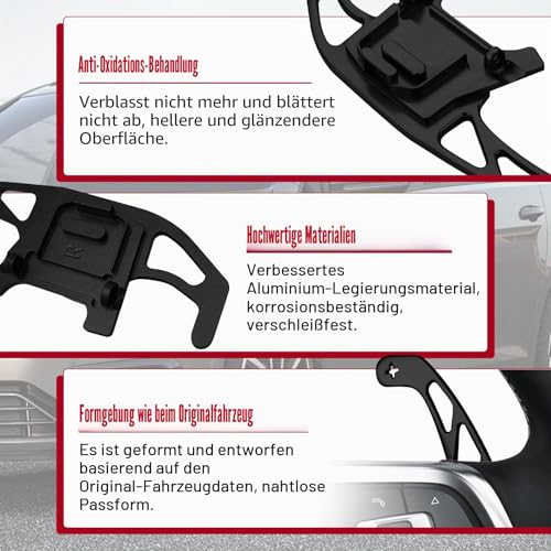 luolety Aluminium-Schaltpaletten für VW Volkswagen Golf MK7 GTI R GTD GTE MK7 7 Polo GTI 2014-2018, für Autolenkrad (schwarz)