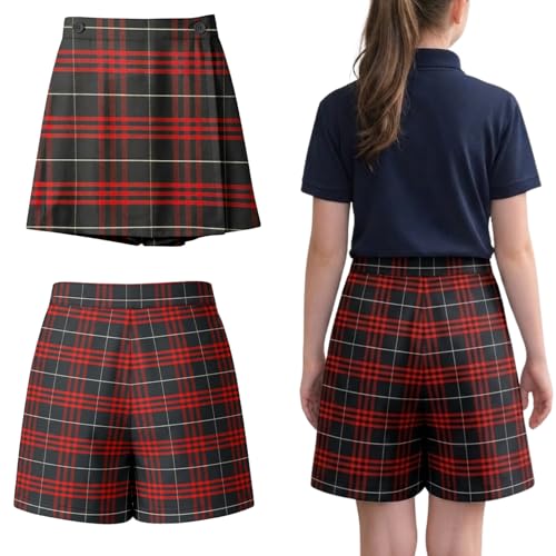 ClassExceed - ClassExceed Girls Dark Navy and Red Plaid School Uniform Skort with Built-in Shorts, Adjustable Waistband, Durable Fabric, Dress Code Approved, Size 10 - Best Deal on Amazon