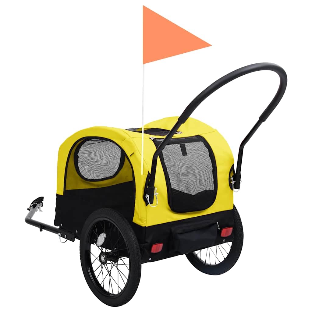 En remolque de bicicleta para perros y cochecitos, carrito de mascotas de tela Oxford con marco de acero, rueda delantera de grado, acoplamiento rápido, plegable para paseo, ciudad y parque