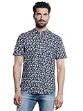 Florale All Over Musterung engbers Herren Kurzarm-Hemd Gemustert, 31699, Blau in Größe S