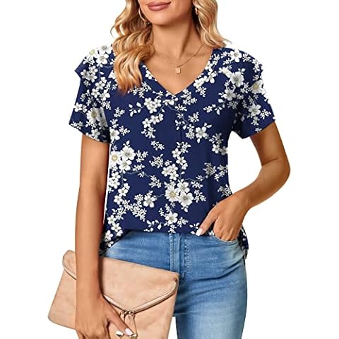 Bestbee Women's V Neck Ruffle Sleeve T-Shirt Cover