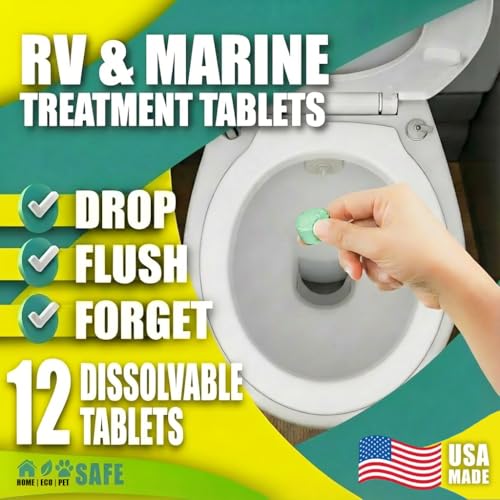 Image of Green Pig Motorhome Accessories Must Have - Commercial Strength RV and Marine Holding Tank Treatment, Breaks Down Waste, 12 Dissolvable Tablets (65C) | Motorhome Accessories, Commercial Strength, Breaks Down Waste