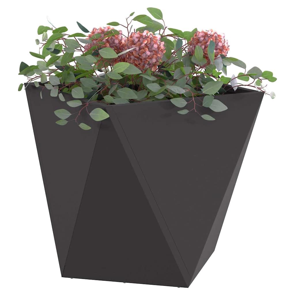 Pflanzkübel Schwarz aus Stahl 40 x 40 x 40 cm 2 Stück, frostfest und robust für Garten, Balkon, Terrasse und Wohnzimmer, mit Drainage und wasserspeicher für Pflanzenpflege