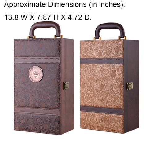 Langugu Pu Leather Bottle Modern Top Handle Wine Box Travel Storage Box Champagne Bottle Case Holder Carrier For 2 Bottles With 4 Piece Wine Accessory Set (Square Coffee) #TOP5