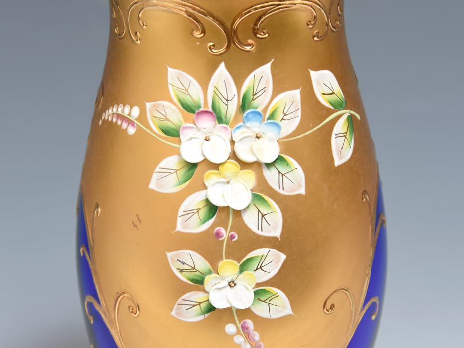 Bohemia ボヘミア ハイエナメル 乳白被せ 花模様 花瓶 フラワーベース Bohemia ボヘミア ハイエナメル 乳白被せ 花模様 花瓶 フラワー