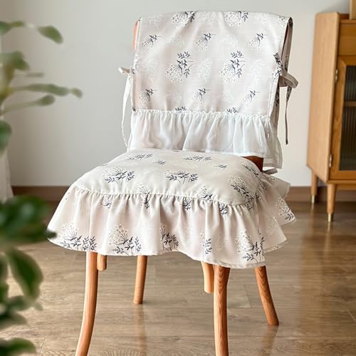 Cojín de asiento de algodón para sillas de comedor de madera con lazos 7