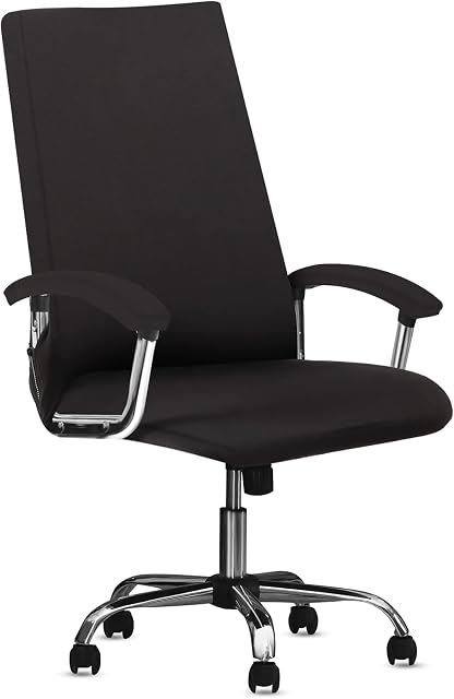 Office Chair Covers with Armrest Cover, Seat Cover and Backrest Cover Computer Chair Slipcovers Stretchable Elastic Universal Desk Rotating Chair Slipcovers Protector (Black)