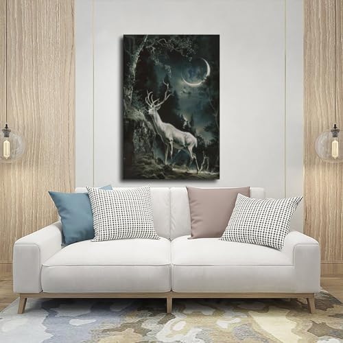 Poster cerf lune originale idée cadeau décoration murale maison