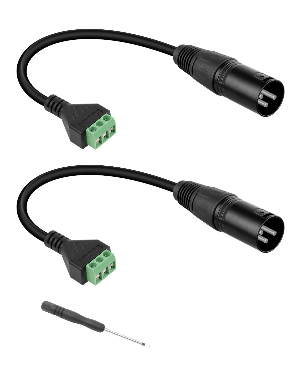 GELRHONR 2Pack XLR Male to 3 Pin Terminal Solderless Screw Converter Cable 30CM,for Studio Microphone,Speakers,Live Recording and Performance,DMX